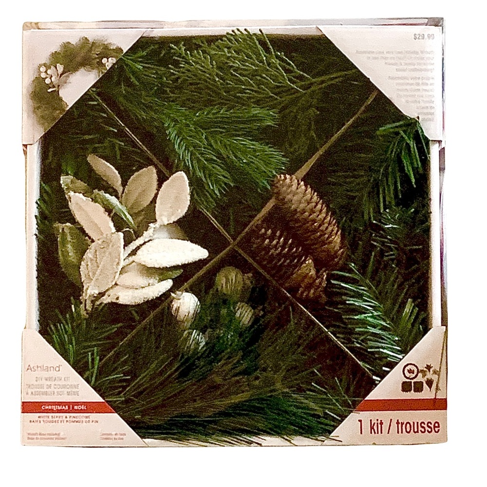Christmas White Berry & Pinecone DIY Wreath Kit With Base